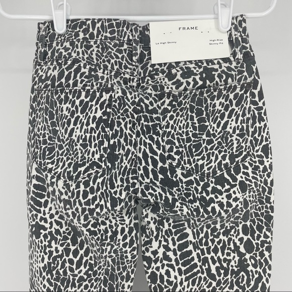 FRAME DENIM NWT LE HIGH SKINNY ABSTRACT ANIMAL PRINT HIGH RISE JEANS BLACK WHITE - Picture 5 of 11